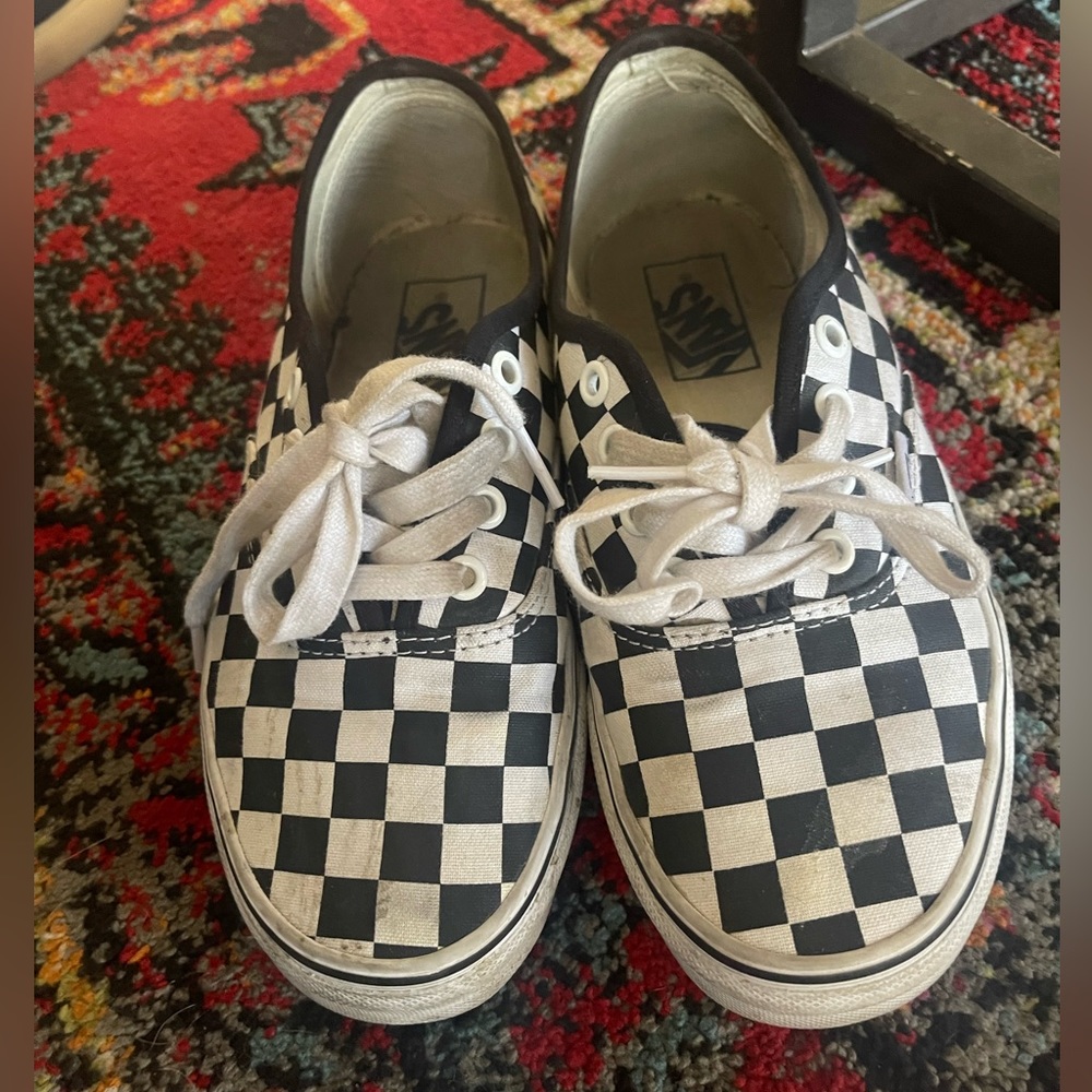 Vans Women's Checkerboard Canvas Lace-Up Sneakers - Black & White